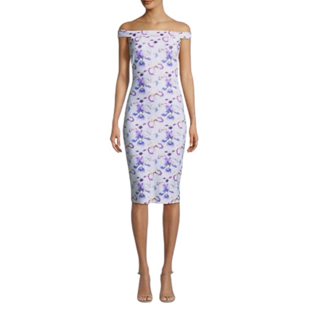 Chiara Boni petit robe Iris floral off the shoulder‎ bodycon Kalaf dress 40/8